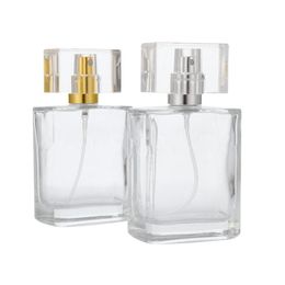 30 ml 50 ml Lege Glazen Parfumflesjes Groothandel Vierkante Spray Verstuiver Hervulbare Fles Geur Case Met Travel Size LX3336