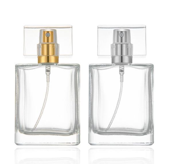 30 ml 50 ml bouteilles de parfum en verre vides en gros carré vaporisateur atomiseur bouteille rechargeable étui de parfum avec taille de voyage SN1227