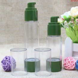 30 ml 50 ml petite bouteille verte sans air pots cosmétiques de voyage émulsion en plastique bouteilles rechargeables vides pour liquide de maquillage 100pcs / lotgoods Drfht
