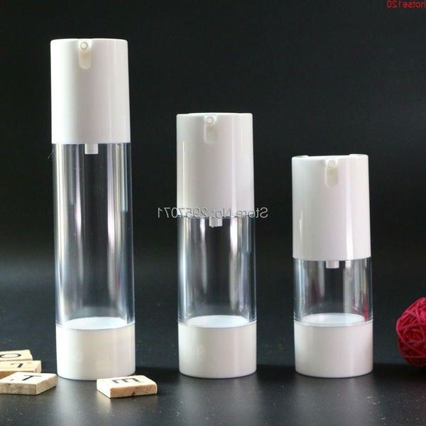 30ml 50ml Plástico transparente blanco Bomba de vacío sin aire Botellas de viaje Envases cosméticos vacíos Embalaje para mujeres 10pcs / lotgoods Vbxgp