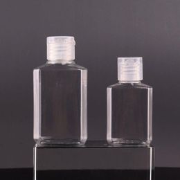 30 ml 60 ml Bouteille en plastique pour animaux de compagnie vide avec capuchon à capuchon en forme carrée transparente bouteille pour maquillage de désinfectant à la main jetable