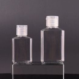 Bouteille en plastique PET vide de 30 ml 60 ml avec bouchon à rabat bouteille de forme carrée transparente pour gel désinfectant pour les mains jetable liquide de maquillage Drkpj