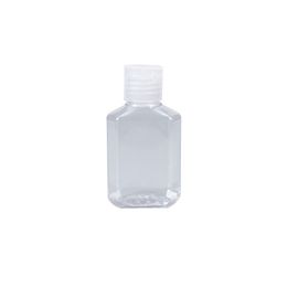 Bouteille vide en plastique PET avec capuchon rabattable, bouteille transparente de forme carrée pour liquide de maquillage, gel désinfectant pour les mains jetable, 30ml 60ml