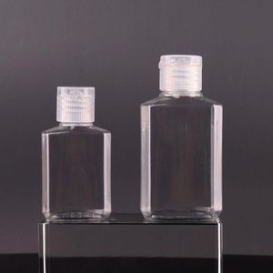 Bouteille en plastique PET vide de 30 ml 60 ml avec bouchon à rabat bouteille de forme carrée transparente pour gel désinfectant pour les mains jetable liquide de maquillage Fhhdj