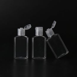 30 ml 60ml lege huisdier plastic hand sanitizer fles met flip cap transparante vierkante fles WB3402