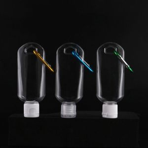 30ML 60ML Lege hervulbare Flip Cap Fles met Sleutelhanger Haak Transparante Plastic Handdesinfecterend Fles voor Reizen Acxih