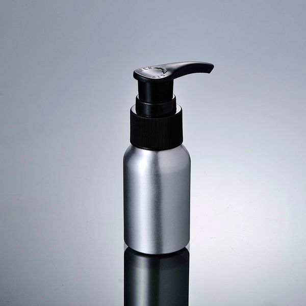 Botella de metal de aluminio de 30 ml con bomba de loción negra transparente blanca emulsión suero esencia base cuidado de la piel embalaje cosmético