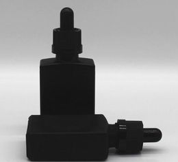 30 ml Black Frosted Glass Vloeistofreagens DROPPER FINKERS Vierkante etherische olie Parfumflesrook Oil E Vloeibare Flessen