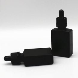 30ml Botellas de cuentagotas de reactivo líquido de vidrio esmerilado negro Botella de perfume esencial cuadrada Botellas de aceite de humo SN198 Cqqat