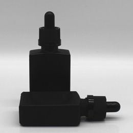 30 ml Black Frosted Glass Vloeistofreagens Pipet Druppelflessen Vierkante Essentiële Olie Parfum Fles Rook Oil E Vloeibare Flessen LX3344