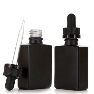 30ml Zwart Matglas Vloeibaar Reagens Pipet Druppelflessen Vierkante Essentiële Olie Parfumflesje Rookolie E Vloeibare Flessen Onrsk