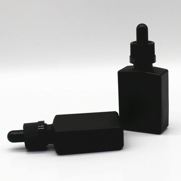 30 ml noir verre dépoli liquide réactif Pipette compte-gouttes bouteilles carré huile essentielle parfum conteneur Spruu