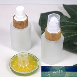 30 ml duidelijke matte glas bamboe cap spuitfles cosmetische natuurlijke houten lotion pomp verpakking container