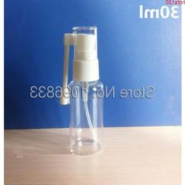 30ML doorzichtige orale sprayfles, 30CC medische neus PET-plastic fles met roterende rocker, 100 stuks / lothoeveelheid Uwxne