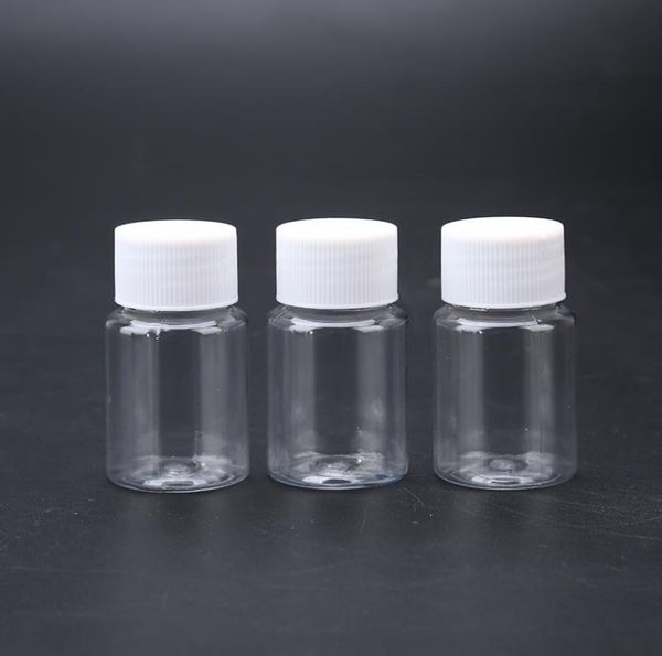 Botella de plástico transparente de 30 ml Botella de botellas de embalaje pequeñas con tapón de rosca SN237