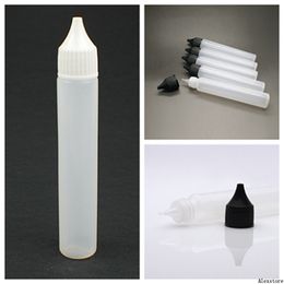 30ml lege flessen slanke penstijl e-vloeistof vape e-sap olie plastic pe fles lange dunne tip druppelaar druppelflesje wit zwarte dop