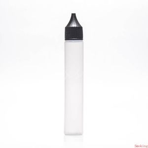 30 ml bouteilles vides style stylo mince e-liquide e jus huile plastique PE bouteille longue pointe mince compte-gouttes compte-gouttes blanc bouchons noirs vente au détail