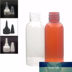 Flacon PET vide en plastique transparent/ambre de 30 ml avec bouchon distributeur à ouverture par torsion blanc/noir/transparent X 10