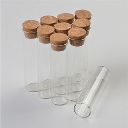 Bouteilles transparentes en verre vides de 30ml, avec bouchon en liège, flacons, bocaux, cadeau de stockage, mariage, 50 pièces/lot, Xkxpk