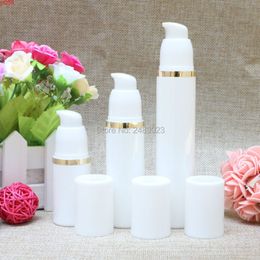 30ml lege witte luchtloze lotion pomp plastic container reizen cosmetische huidverzorging navulbare fles met gouden lijn 10pcs / lothigh aantal