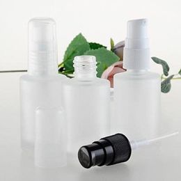 Botella de vidrio esmerilado de 30 ml con TAPA de bomba de presión, botella de loción de 30 ml de vidrio vacío, Envase cosmético Vidrio de 1 onza F20171381 Uiecg
