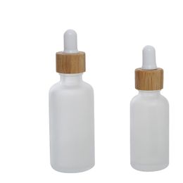 30 ml glazen druppelaar fles tinctuur flessen bamboe houten deksel voor essentiële olie cosmetische containers