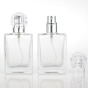 Botellas de spray de perfume de vidrio de 30 ml Botella de spray transparente portátil con atomizador de aluminio Estuche cosmético vacío para viajes LX9103