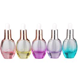 30 ML Gradiënt Kleur Glas Essentiële Olie DROPPER Flessen Reagens Hervulbare Fles Lege Parfum Voorbeeldbuizen SN1562