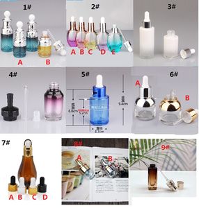 30 ml Gradient Color Glass Essential Gropper bouteilles réactif Pipette Rechargeable Bouteille Vide Perfume Échantillon