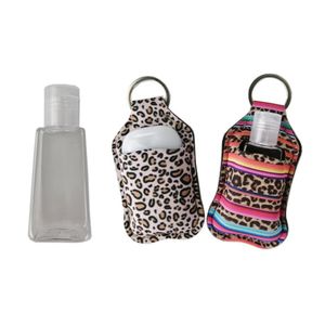 30ml Hand Sanitizer Holders Keychain Party Favor Mini Bottle Cover Square 55 Couleurs