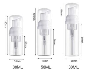 Dispensador de jabón líquido de 30 ml Botella dispensadora de jabón de plástico Botella de bomba de espuma blanca transparente Mousses de jabón Dispensador de líquido Botella de espuma 9770908