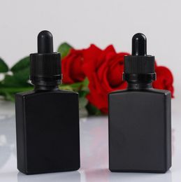 30 ml matte zwarte rechthoekige eliquide platte flessen glas e vloeibare lege mini-flessen gratis verzending LX3196