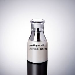 30 ml Pearl White Airless Bottle Silver Collar Transparent Deksel voor Serum / Lotion / Emulsion / Fundation Packing