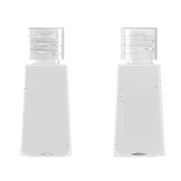 Botella de embalaje trapezoidal transparente PET de 30 ml, desinfectante de manos, tapa abatible, champú y limpiador facial, contenedor de desinfección 232k