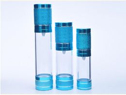 30 ml rose bleu bouteille sans air corps clair rose/bleu pompe couvercle pour lotionemulsion/sérum/essence soins de la peau paquet cosmétique