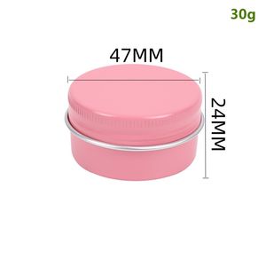 30ml roze ronde aluminium blikken pot met schroefdop en schroefdeksel, lippenbalsem blikken containers lege reizen cosmetische monster blikjes doe-het-zelf-container