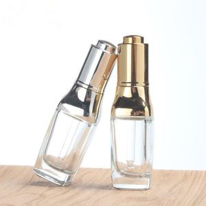 Bouteille d'huile essentielle argentée ou dorée de 30 ml avec capuchon en plastique UV, flacon compte-gouttes en verre de 30 ml pour cosmétique F1337 Rnrxl