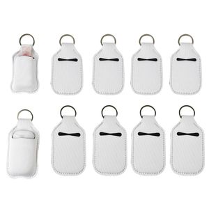 wholesale Party Favor Sublimation Blanks Recargable Neopreno Hand Sanitizer Holder Cover Chapstick Holders con llavero para 30ML Flip Cap Containers DH970