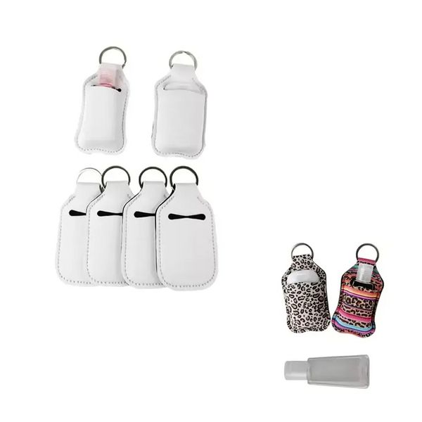 30 ml sublimation blanc porte-bouteille de parfum en néoprène porte-bouteilles de désinfectant pour les mains vierges SBR ensemble de porte-clés porte-clés cadeau blanc Party Favor FY4285 sxjun26