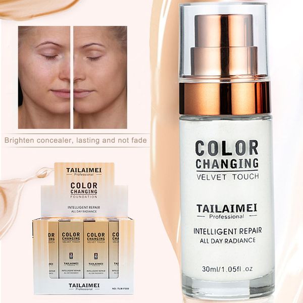 30ml TLM base líquida que cambia de Color para la piel crema de cobertura completa hidratante protector solar de larga duración maquillaje facial resistente al agua