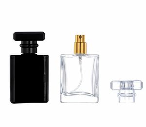 Bouteille de parfum vide en verre noir transparent de 30ml, atomiseur, bouteilles pouvant être remplies, boîte de pulvérisation 443Q