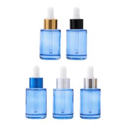 30 ml transparante blauw glas etherische olie parfum flessen 1 oz druppelaar fles voor huisgebruik reizen