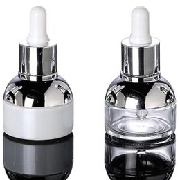 Botellas cuentagotas de vidrio transparente de 30 ml Aceites esenciales vacíos Botella de perfume Envase cosmético para mujeres Embalaje pequeño LX9322