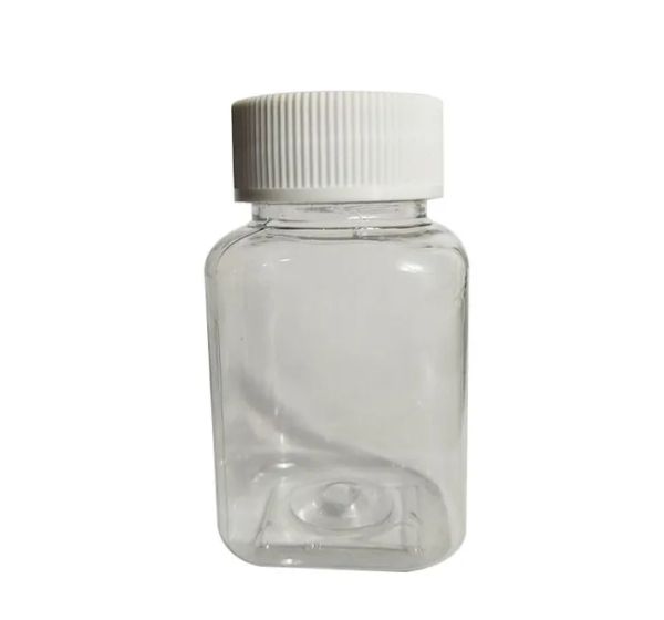 Botella cuadrada pequeña de PET transparente de 30ml, tapón de rosca, botellas de muestra de plástico, botellas de pastillas, cápsula transparente S27