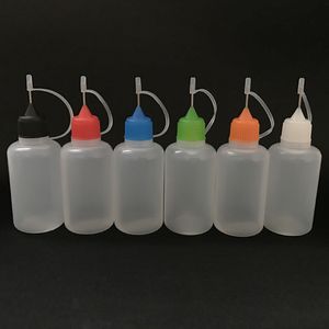 Flacon compte-gouttes en plastique PE pour jus liquide de 30ml, bouteilles d'huile à aiguille vide avec capuchon coloré à l'épreuve des enfants