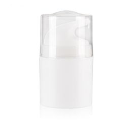 Bouteille de lotion à pompe à vide sans air blanche de 30 ml avec ligne argentée utilisée pour le récipient cosmétique LX1251