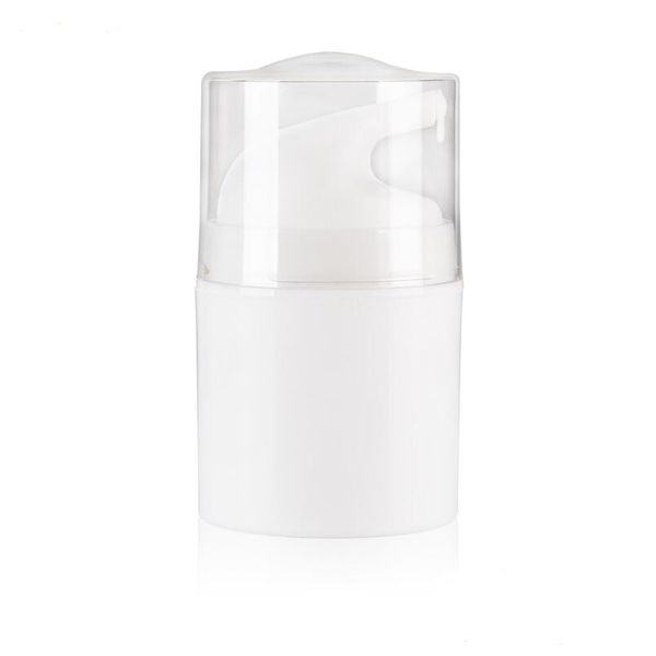 Bouteille de lotion à pompe à vide sans air blanche de 30 ml avec ligne argentée utilisée pour le récipient cosmétique LX1251