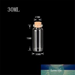 30ml Wish Bottles Tiny Small Empty Clear Cork Glass Bottles Viales para bodas Holiday Christmas Gifts 50pcs / lot
