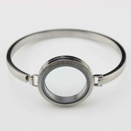 30mm 8 '316L roestvrij staal Bangle schroef draai glazen drijvende charme medaillon armband als kerstcadeaus q0717