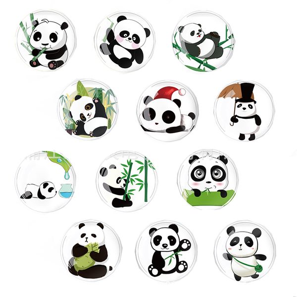 Imanes de cristal creativos para nevera, 30MM, Panda de dibujos animados, palo magnético, decoración del hogar